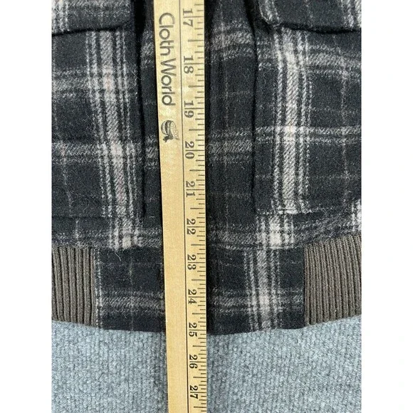 American Rag CIE Jacket Men’s Small Black Plaid Wool Heavy Mock Neck Full Zip